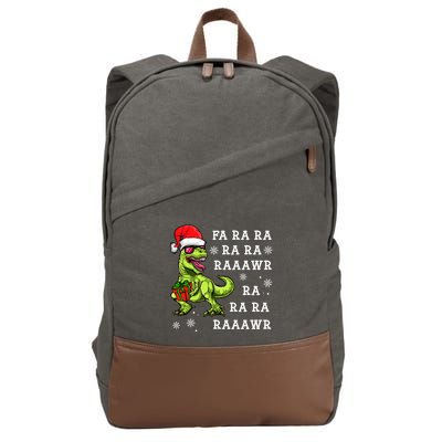 Rawr Santa Dino Great Gift Christmas Trex Dinosaur Gift Cotton Canvas Backpack