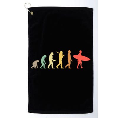 Retro Surfing Evolution Gift For Surfers Meaningful Gift Platinum Collection Golf Towel