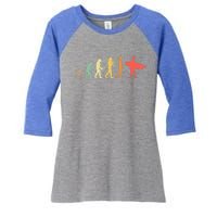 Retro Surfing Evolution Gift For Surfers Meaningful Gift Women's Tri-Blend 3/4-Sleeve Raglan Shirt