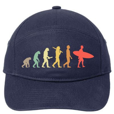 Retro Surfing Evolution Gift For Surfers Meaningful Gift 7-Panel Snapback Hat