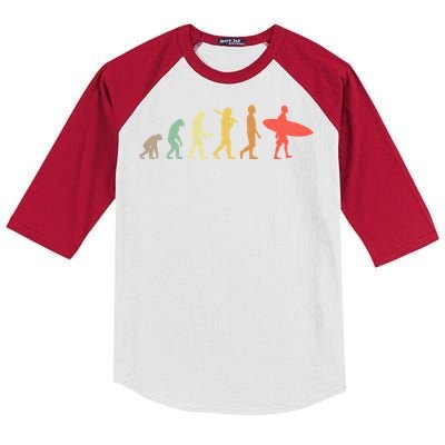 Retro Surfing Evolution Gift For Surfers Meaningful Gift Kids Colorblock Raglan Jersey