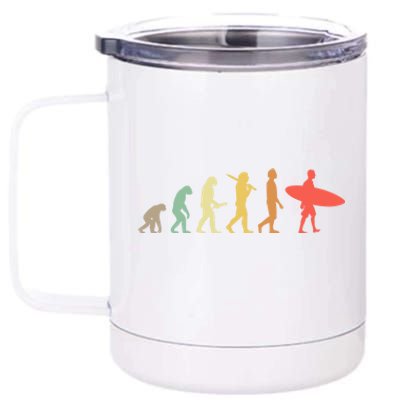 Retro Surfing Evolution Gift For Surfers Meaningful Gift 12 oz Stainless Steel Tumbler Cup