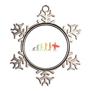 Retro Surfing Evolution Gift For Surfers Meaningful Gift Metallic Star Ornament