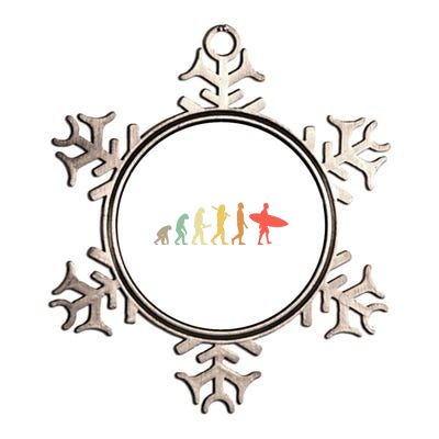 Retro Surfing Evolution Gift For Surfers Meaningful Gift Metallic Star Ornament