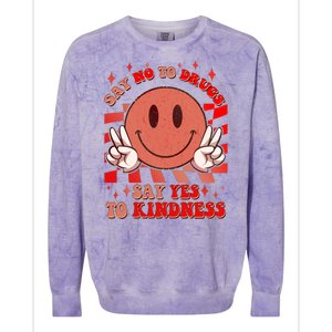 Retro Smiley Emoji Say No To Drugs Say Yes To Kindness Substance Abuse Awareness Colorblast Crewneck Sweatshirt