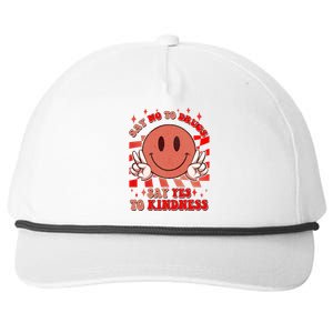 Retro Smiley Emoji Say No To Drugs Say Yes To Kindness Substance Abuse Awareness Snapback Five-Panel Rope Hat