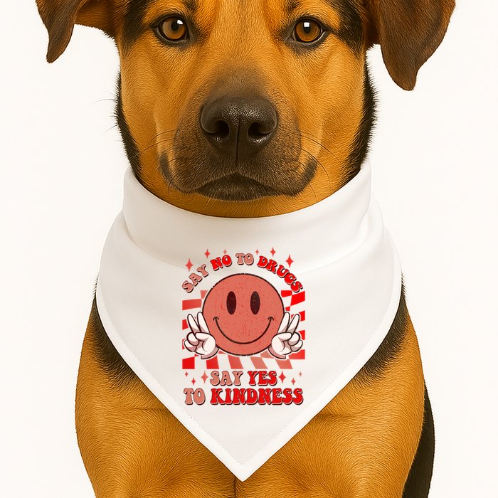Retro Smiley Emoji Say No To Drugs Say Yes To Kindness Substance Abuse Awareness USA-Made Doggie Bandana