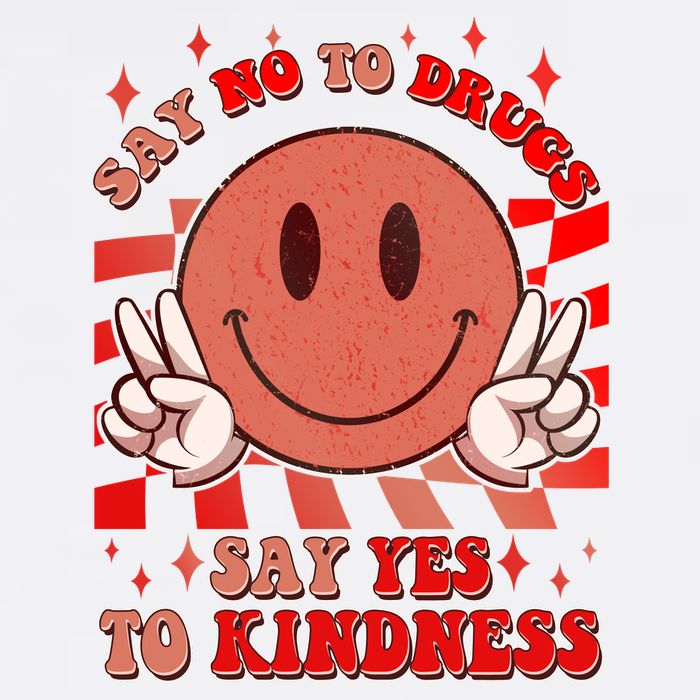 Retro Smiley Emoji Say No To Drugs Say Yes To Kindness Substance Abuse Awareness USA-Made Doggie Bandana