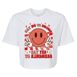 Retro Smiley Emoji Say No To Drugs Say Yes To Kindness Substance Abuse Awareness Bella+Canvas Jersey Crop Tee