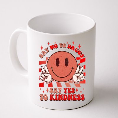 Retro Smiley Emoji Say No To Drugs Say Yes To Kindness Substance Abuse Awareness Mug