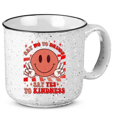 Retro Smiley Emoji Say No To Drugs Say Yes To Kindness Substance Abuse Awareness 15oz Campfire Ceramic Mug
