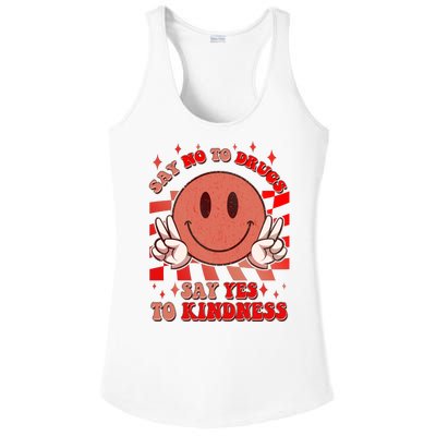 Retro Smiley Emoji Say No To Drugs Say Yes To Kindness Substance Abuse Awareness Ladies PosiCharge Competitor Racerback Tank