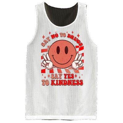 Retro Smiley Emoji Say No To Drugs Say Yes To Kindness Substance Abuse Awareness Mesh Reversible Basketball Jersey Tank