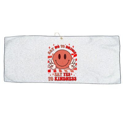 Retro Smiley Emoji Say No To Drugs Say Yes To Kindness Substance Abuse Awareness Large Microfiber Waffle Golf Towel