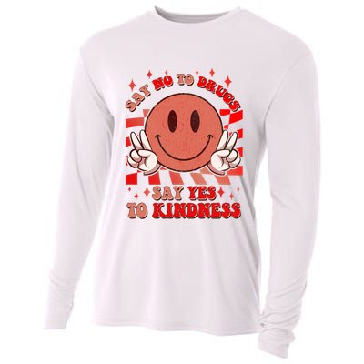 Retro Smiley Emoji Say No To Drugs Say Yes To Kindness Substance Abuse Awareness Cooling Performance Long Sleeve Crew