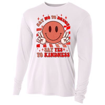 Retro Smiley Emoji Say No To Drugs Say Yes To Kindness Substance Abuse Awareness Cooling Performance Long Sleeve Crew