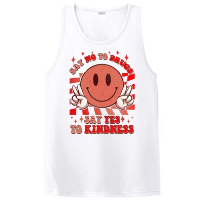 Retro Smiley Emoji Say No To Drugs Say Yes To Kindness Substance Abuse Awareness PosiCharge Competitor Tank