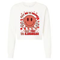 Retro Smiley Emoji Say No To Drugs Say Yes To Kindness Substance Abuse Awareness Cropped Pullover Crew