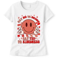 Retro Smiley Emoji Say No To Drugs Say Yes To Kindness Substance Abuse Awareness Womens T-Shirt