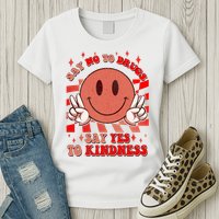 Retro Smiley Emoji Say No To Drugs Say Yes To Kindness Substance Abuse Awareness Womens T-Shirt