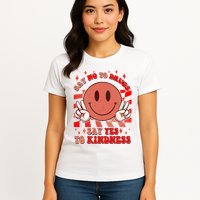 Retro Smiley Emoji Say No To Drugs Say Yes To Kindness Substance Abuse Awareness Womens T-Shirt