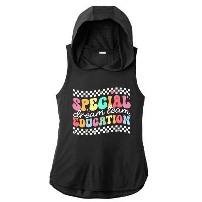 Retro Special Education Squad Groovy Dream Team Sped Teacher Ladies PosiCharge Tri-Blend Wicking Draft Hoodie Tank