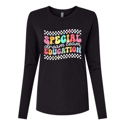 Retro Special Education Squad Groovy Dream Team Sped Teacher Womens Cotton Relaxed Long Sleeve T-Shirt