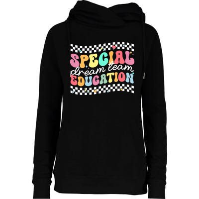 Retro Special Education Squad Groovy Dream Team Sped Teacher Womens Funnel Neck Pullover Hood