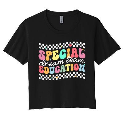 Retro Special Education Squad Groovy Dream Team Sped Teacher Women's Crop Top Tee