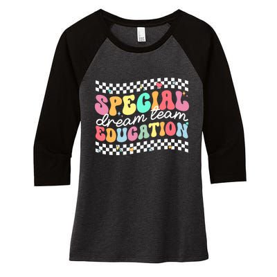 Retro Special Education Squad Groovy Dream Team Sped Teacher Women's Tri-Blend 3/4-Sleeve Raglan Shirt