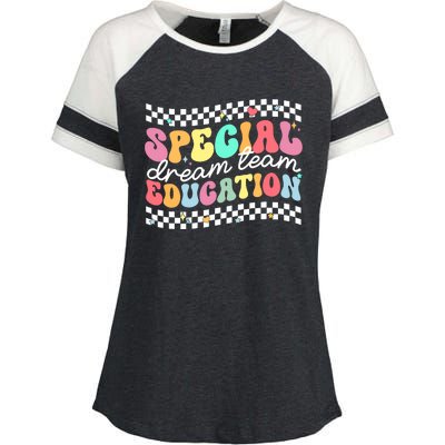 Retro Special Education Squad Groovy Dream Team Sped Teacher Enza Ladies Jersey Colorblock Tee