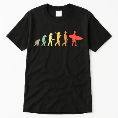 Retro Surfing Evolution Gift For Surfers Tall T-Shirt