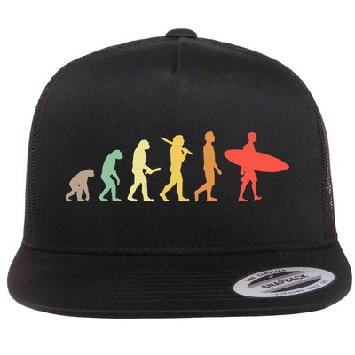 Retro Surfing Evolution Gift For Surfers Flatbill Hat