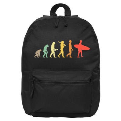 Retro Surfing Evolution Gift For Surfers 16 in Basic Backpack