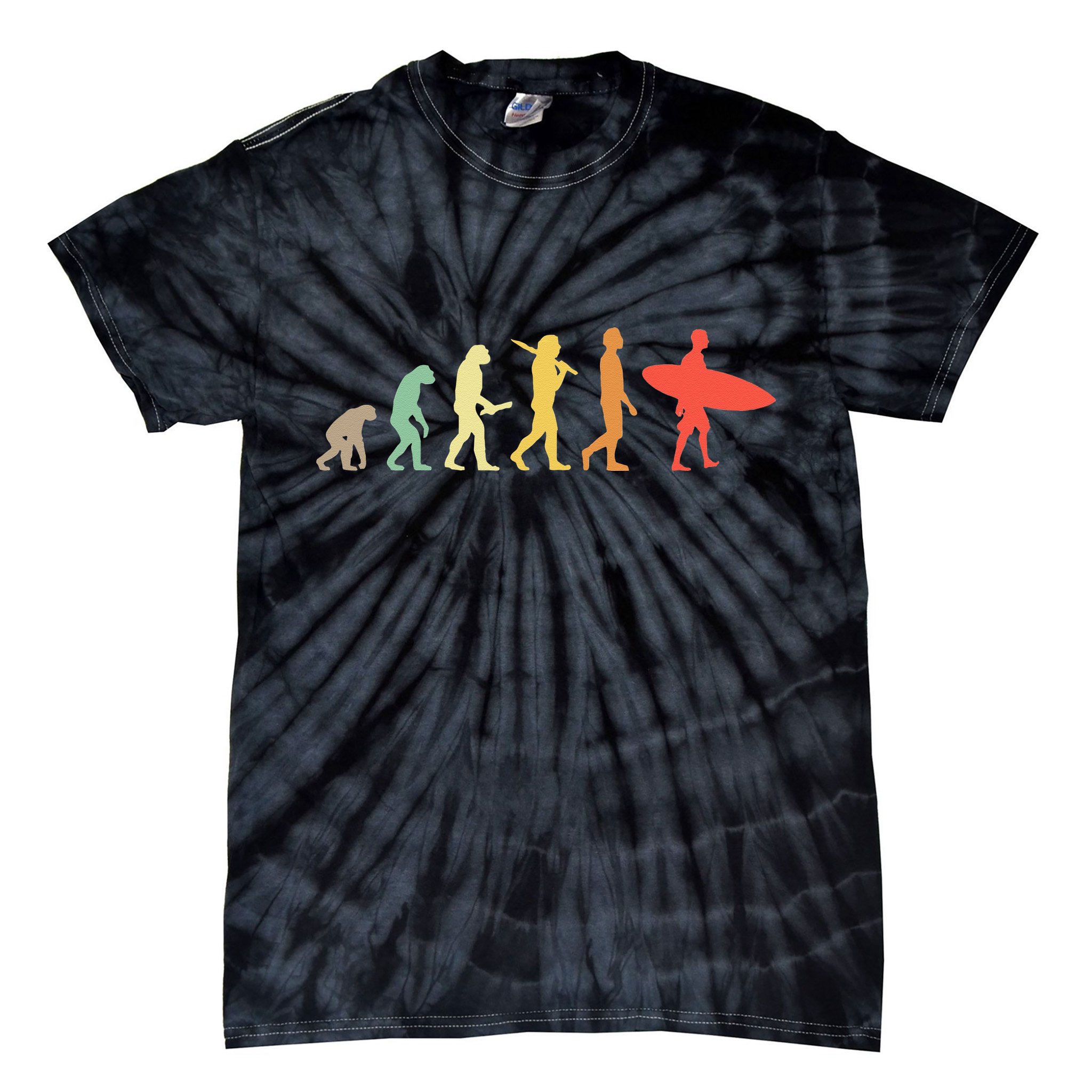 Retro Surfing Evolution Gift For Surfers Tie-Dye T-Shirt