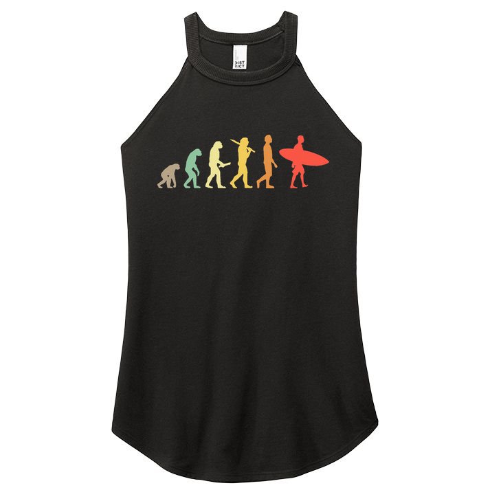Retro Surfing Evolution Gift For Surfers Women's Perfect Tri Rocker Tank