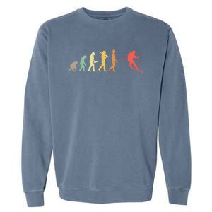 Retro Skiing Evolution Gift For Skiers Gift Garment-Dyed Sweatshirt