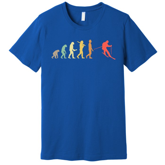 Retro Skiing Evolution Gift For Skiers Gift Premium T-Shirt