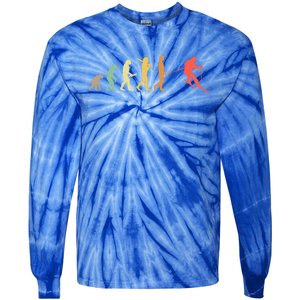 Retro Skiing Evolution Gift For Skiers Gift Tie-Dye Long Sleeve Shirt