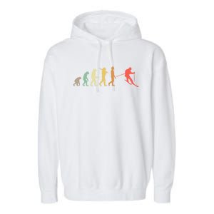 Retro Skiing Evolution Gift For Skiers Gift Garment-Dyed Fleece Hoodie