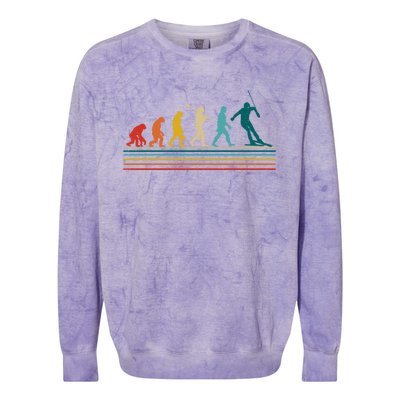 Retro Ski Evolution Ski Lover Skier Novelty Gift Colorblast Crewneck Sweatshirt