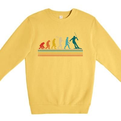 Retro Ski Evolution Ski Lover Skier Novelty Gift Premium Crewneck Sweatshirt