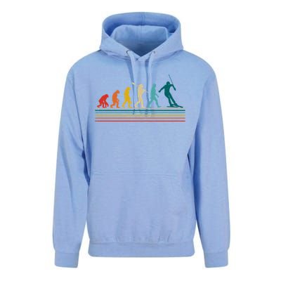 Retro Ski Evolution Ski Lover Skier Novelty Gift Unisex Surf Hoodie