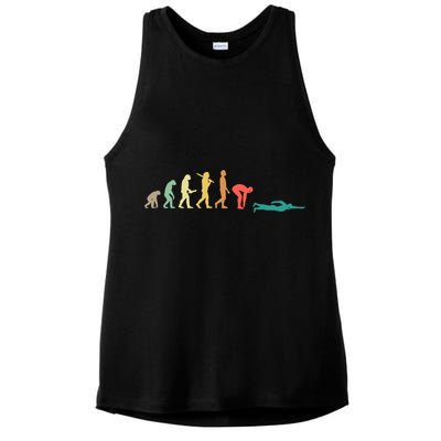 Retro Swimming Evolution Gift For Swimmers Gift Ladies PosiCharge Tri-Blend Wicking Tank