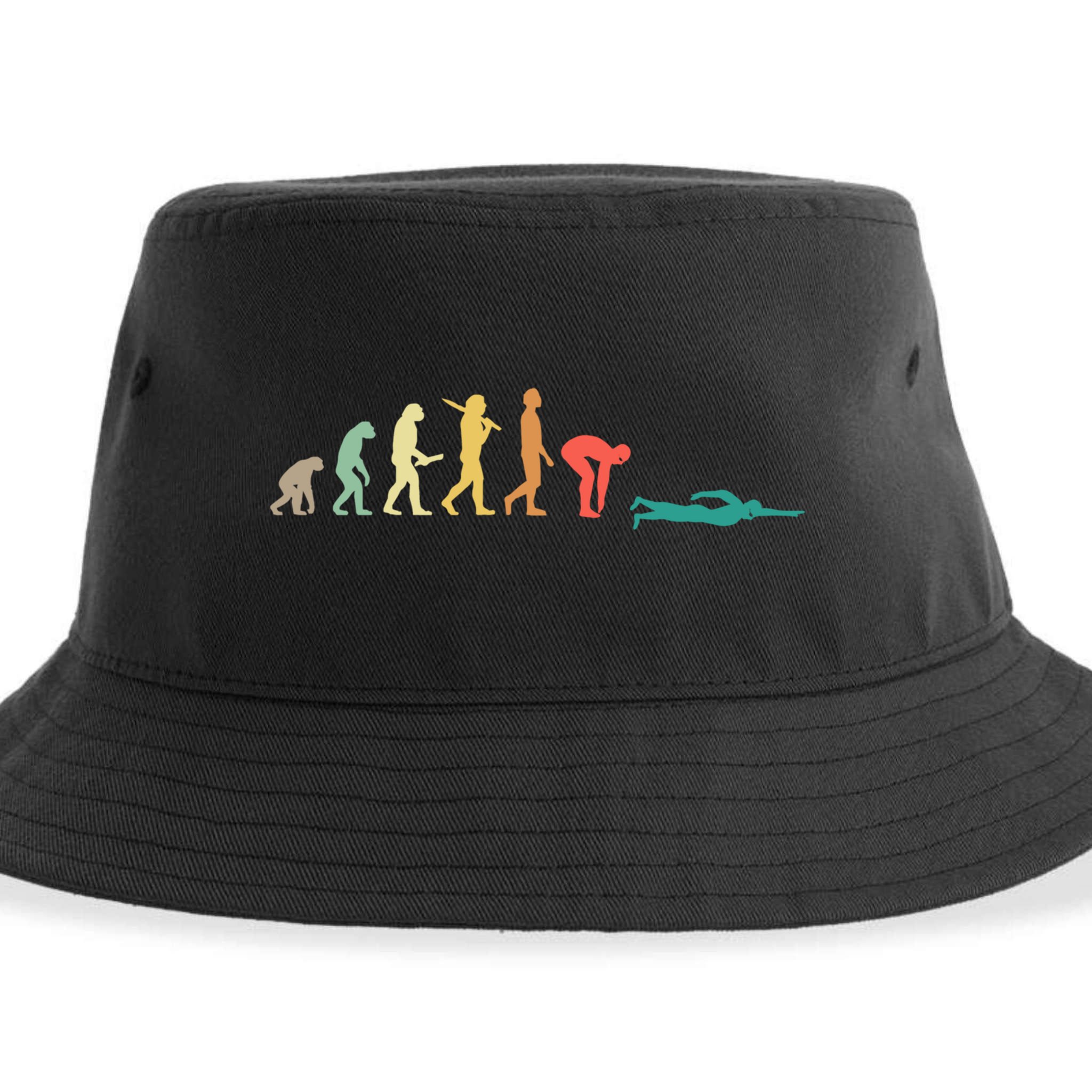 Retro Swimming Evolution Gift For Swimmers Gift Sustainable Bucket Hat
