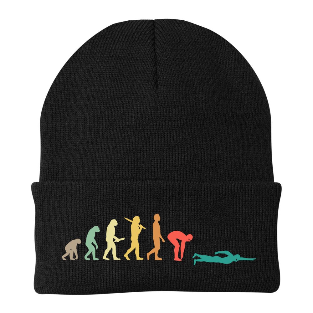 Retro Swimming Evolution Gift For Swimmers Gift Beanie