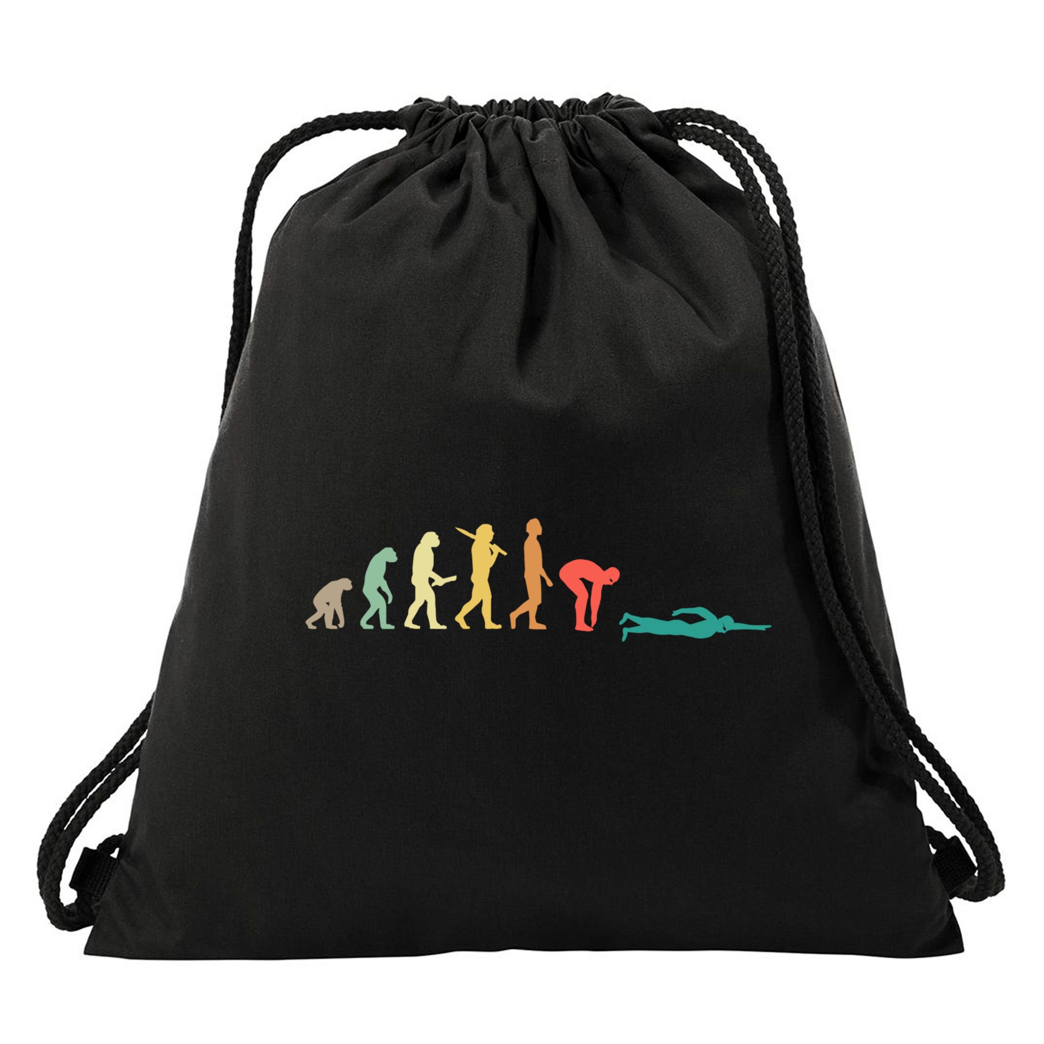 Retro Swimming Evolution Gift For Swimmers Gift Drawstring Bag