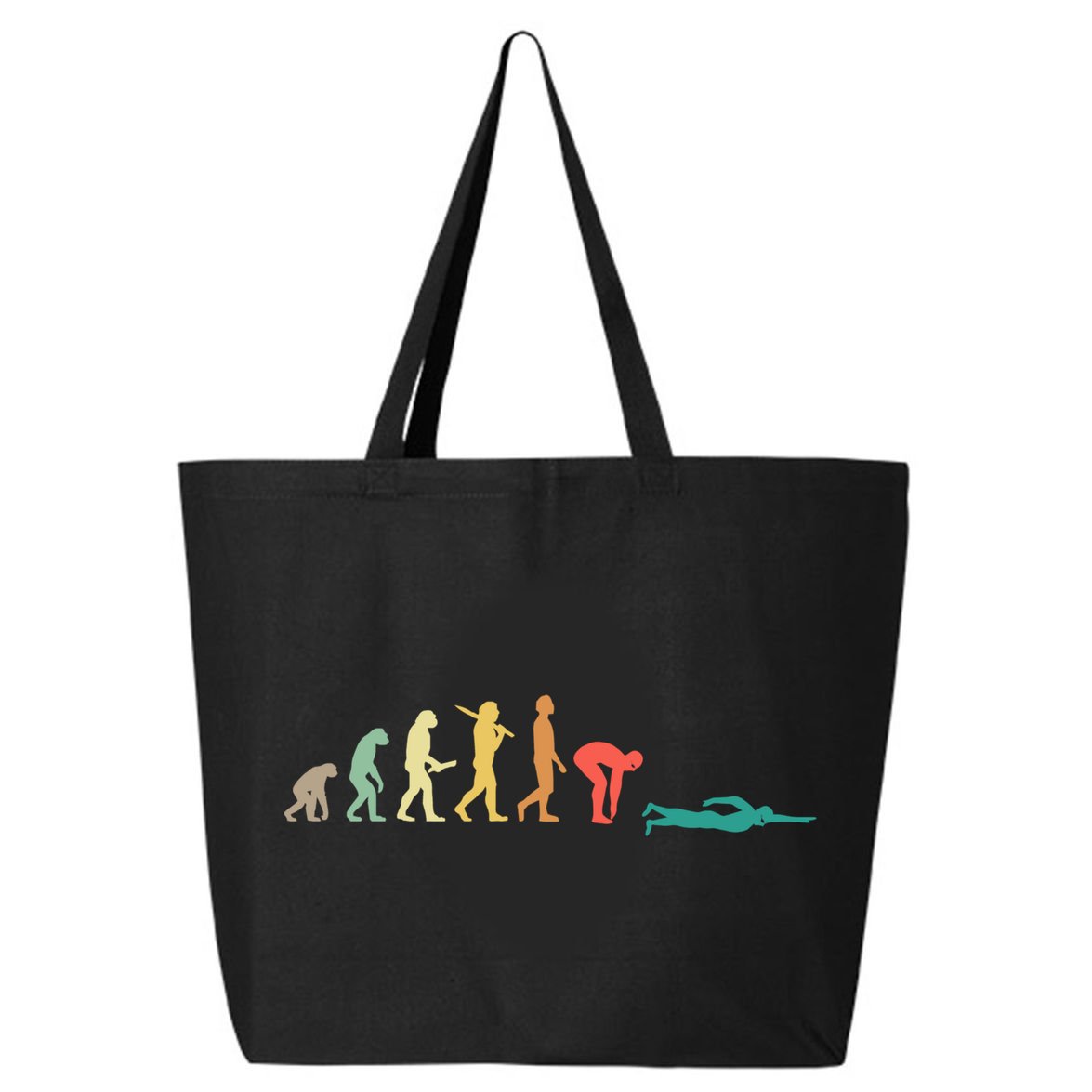 Retro Swimming Evolution Gift For Swimmers Gift 25L Jumbo Tote