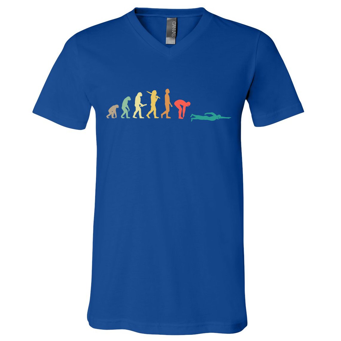 Retro Swimming Evolution Gift For Swimmers Gift V-Neck T-Shirt
