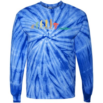 Retro Swimming Evolution Gift For Swimmers Gift Tie-Dye Long Sleeve Shirt